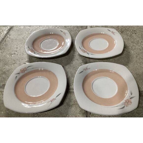 Lot Of 4 Vintage Nikko Japan Quadrille Peachglow Saucers 6” - Picture 7 of 7
